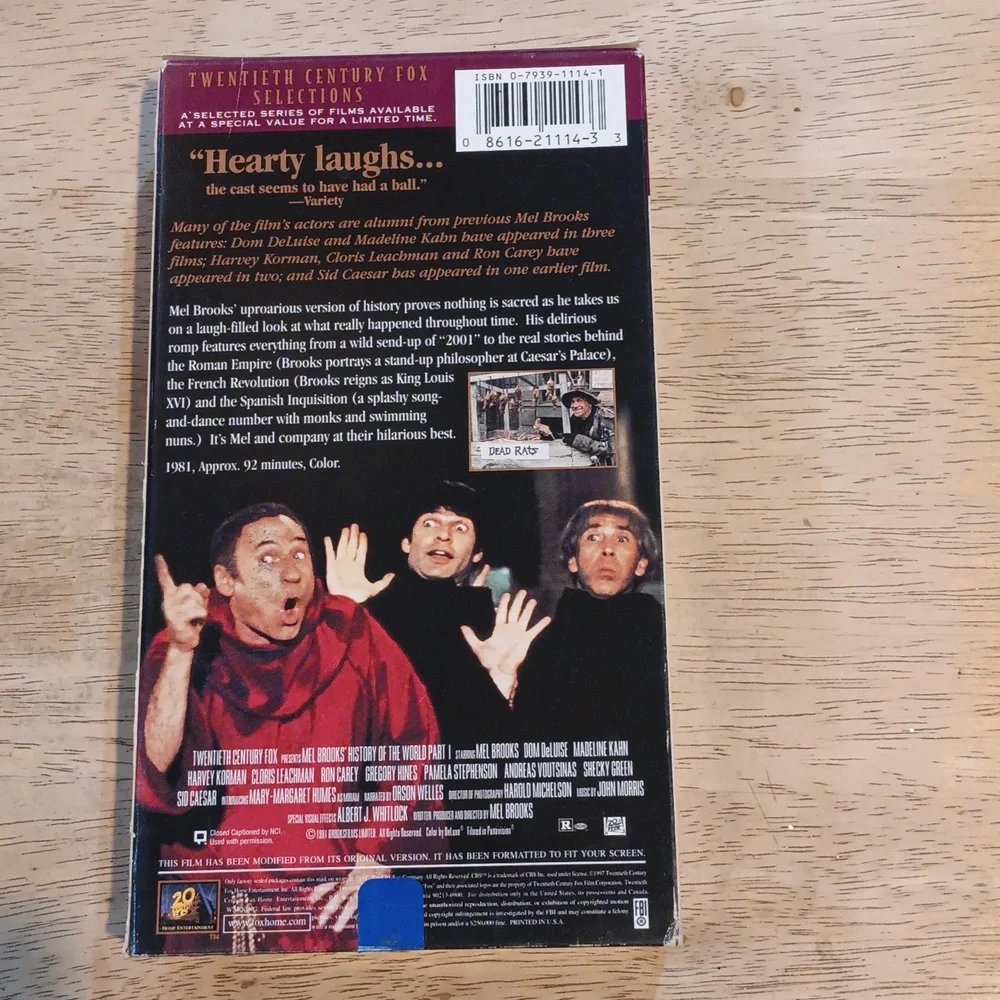 Mel Brooks History of the World Part I VHS